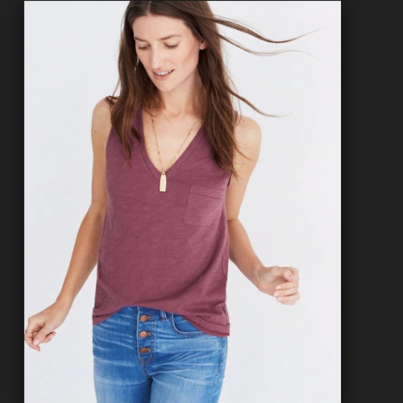 Madewell Tops - Madewell Whisper Cotton V-Neck Tank Spiced Olive